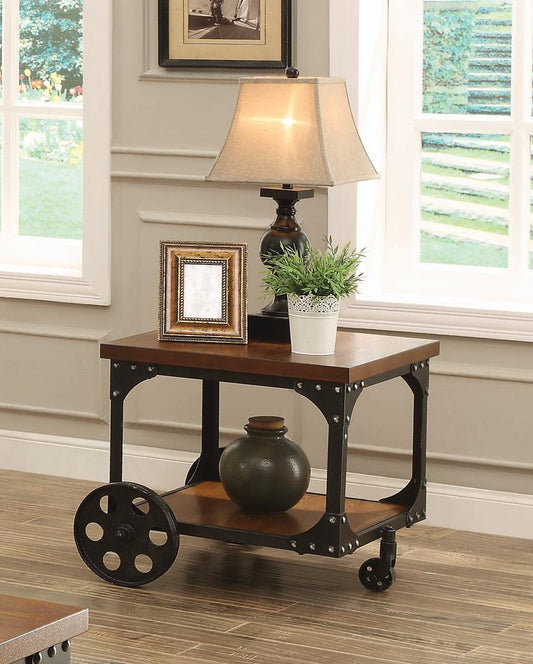 Shepherd - Shepherd End Table with Casters Rustic Brown