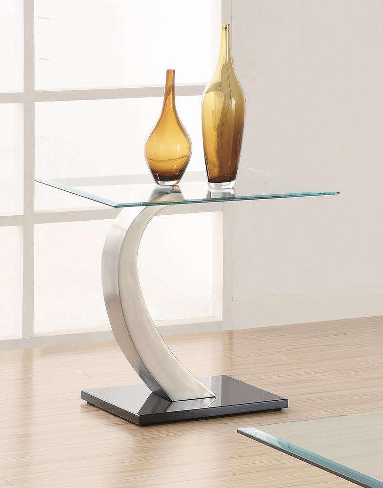 Pruitt - Pruitt Glass Top End Table Clear and Satin