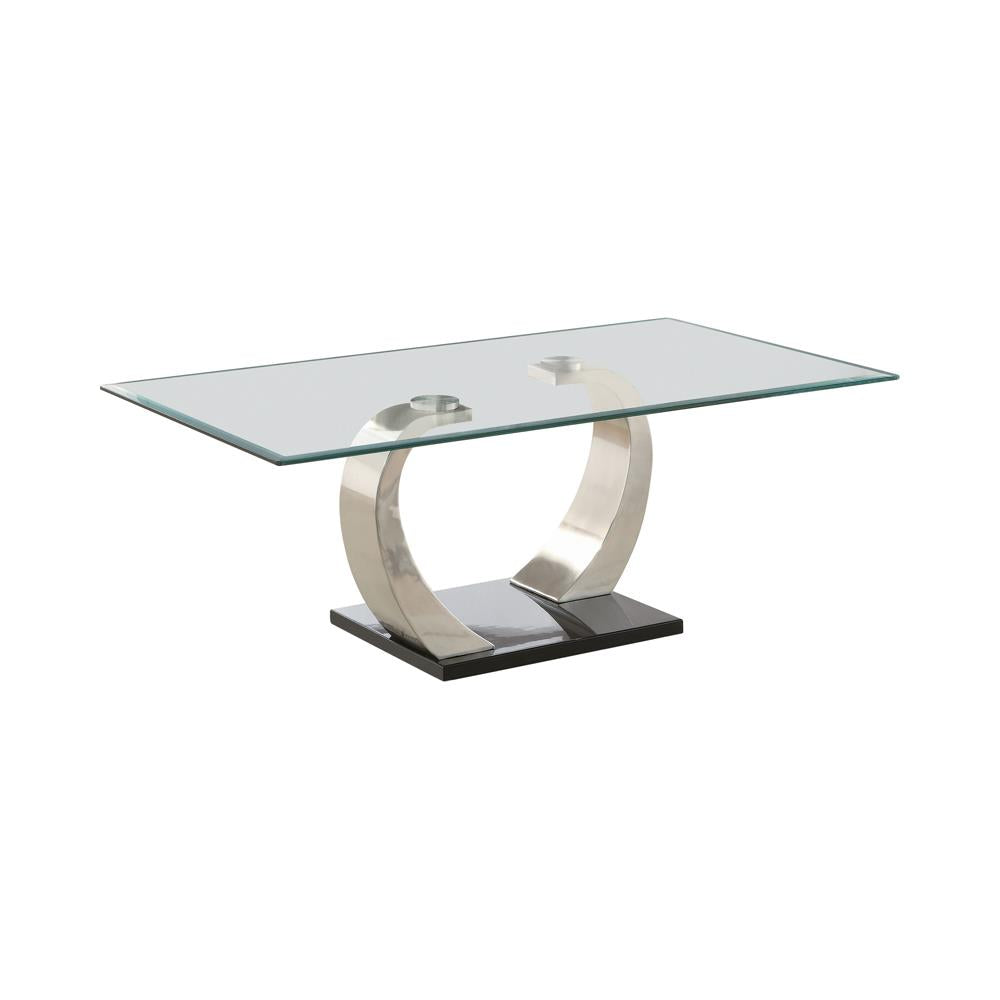 Pruitt - Pruitt Glass Top Coffee Table Clear and Satin