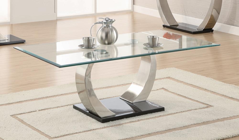 Pruitt - Pruitt Glass Top Coffee Table Clear and Satin