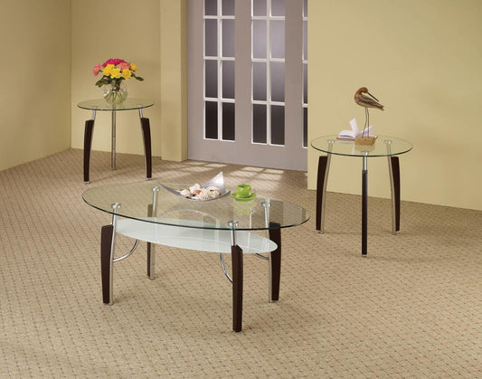 Leskow - Leskow 3-piece Occasional Table Set Cappuccino and Chrome