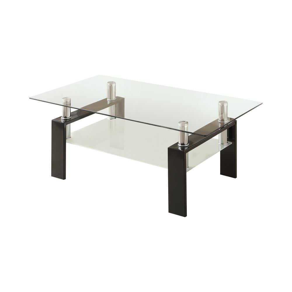 Dyer - Dyer Tempered Glass Coffee Table with Shelf Black