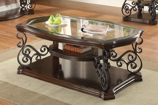 Laney - Laney Coffee Table Deep Merlot and Clear