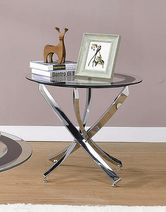 Brooke - Brooke Glass Top End Table Chrome and Black