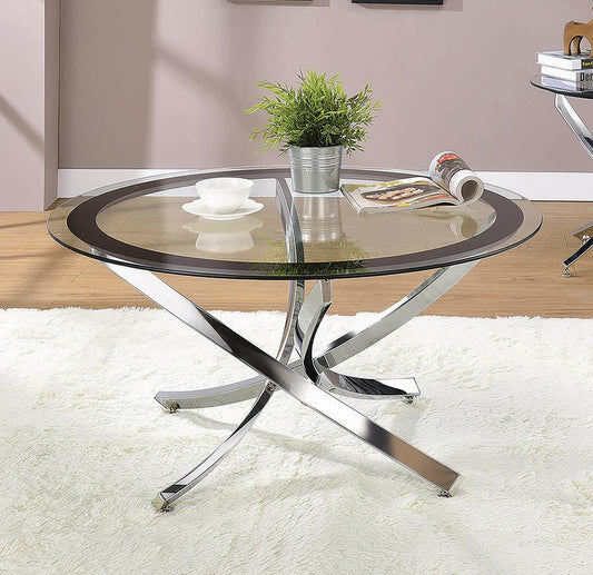 Brooke - Brooke Glass Top Coffee Table Chrome and Black