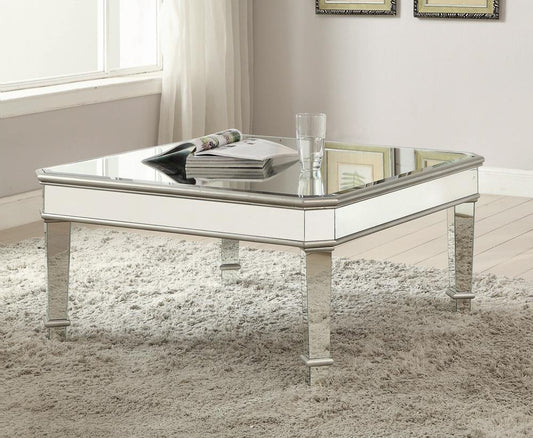 Eisley - Eisley Square Beveled Top Coffee Table Silver