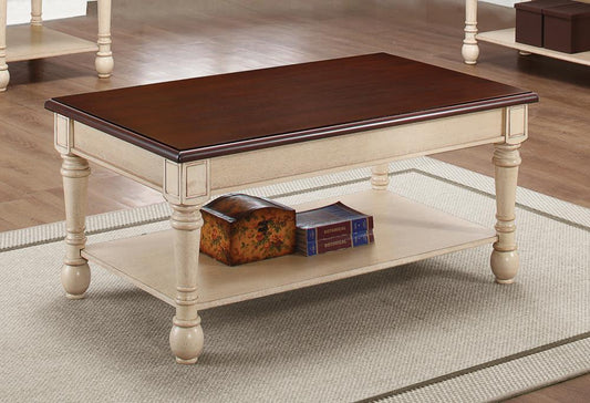 Layla - Layla Rectangular Coffee Table Dark Cherry and Antique White