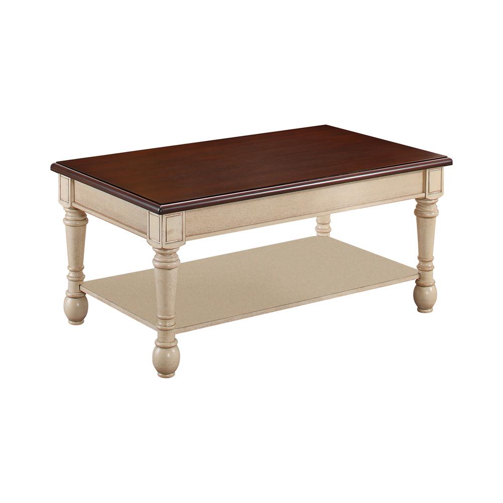 Layla - Layla Rectangular Coffee Table Dark Cherry and Antique White