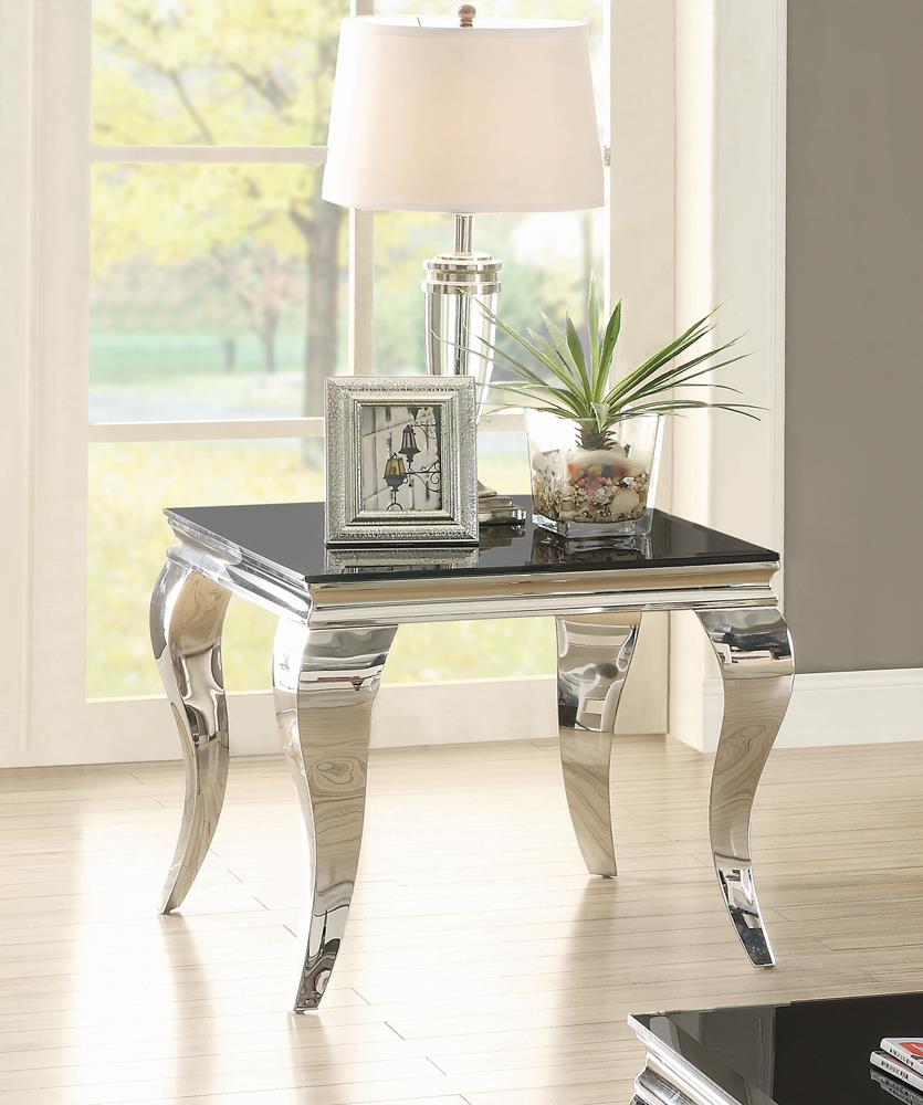 Luna - Luna Square End Table Chrome and Black
