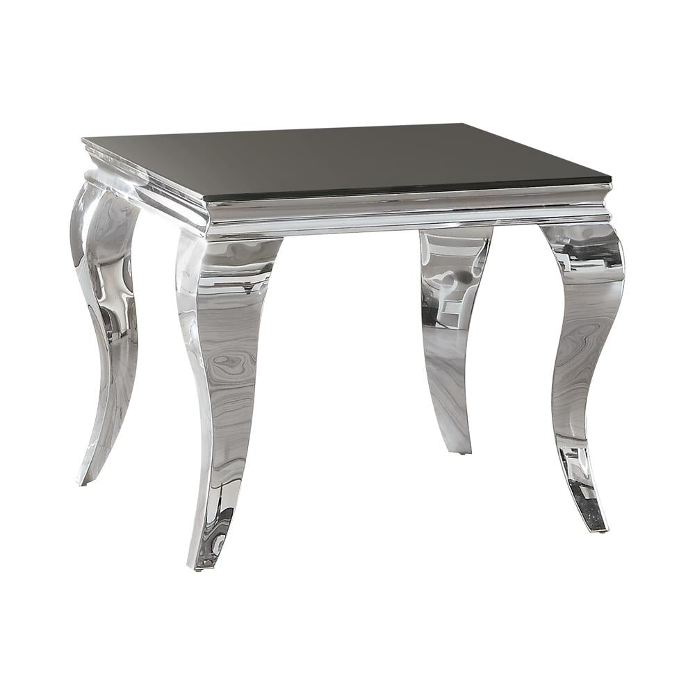 Luna - Luna Square End Table Chrome and Black