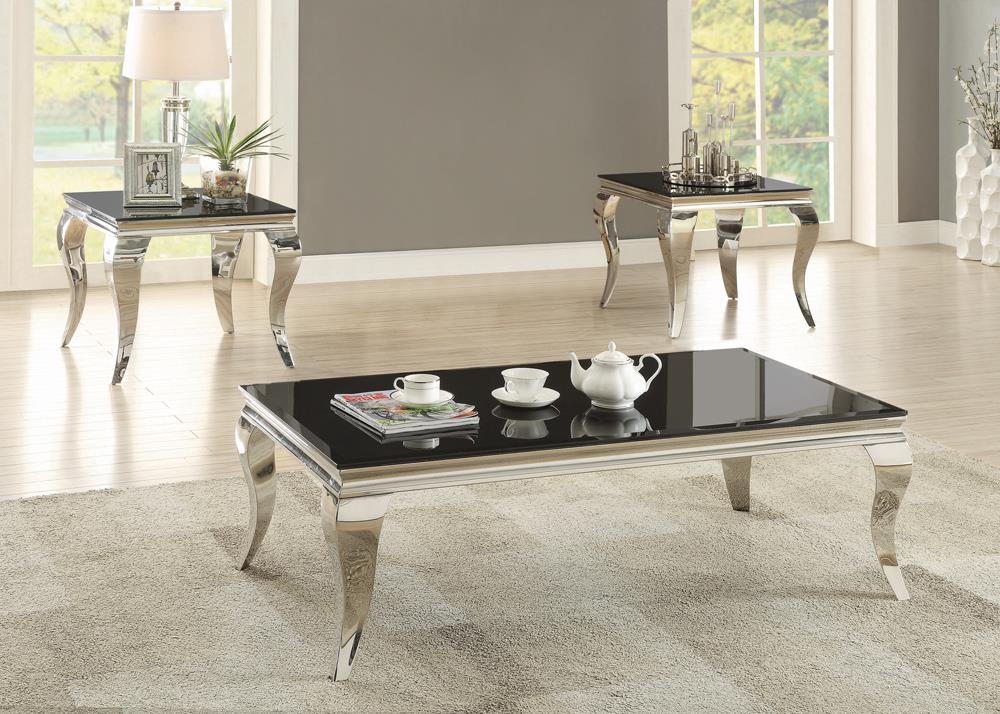 Luna - Luna Square End Table Chrome and Black