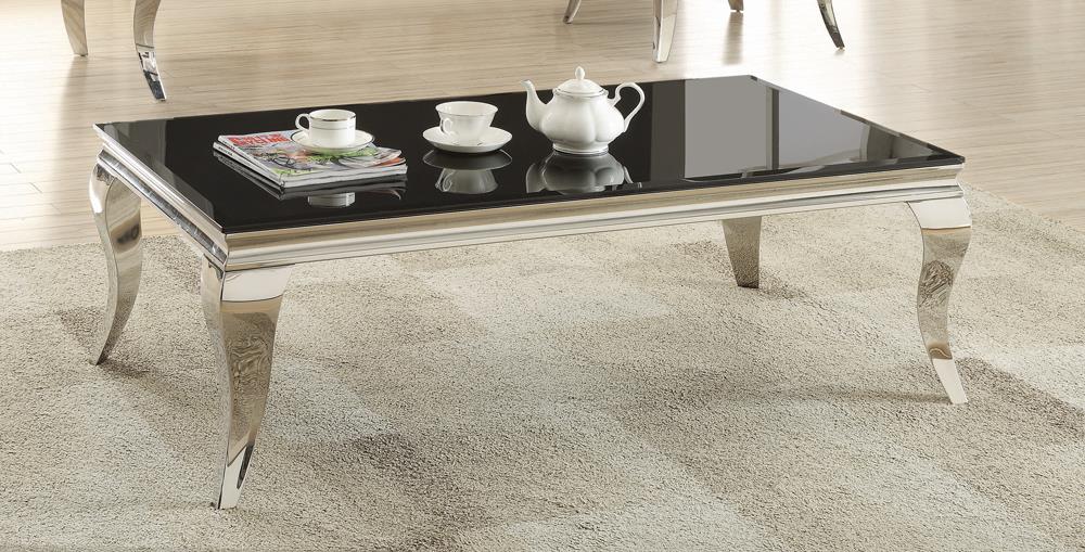 Luna - Luna Rectangular Coffee Table Chrome and Black