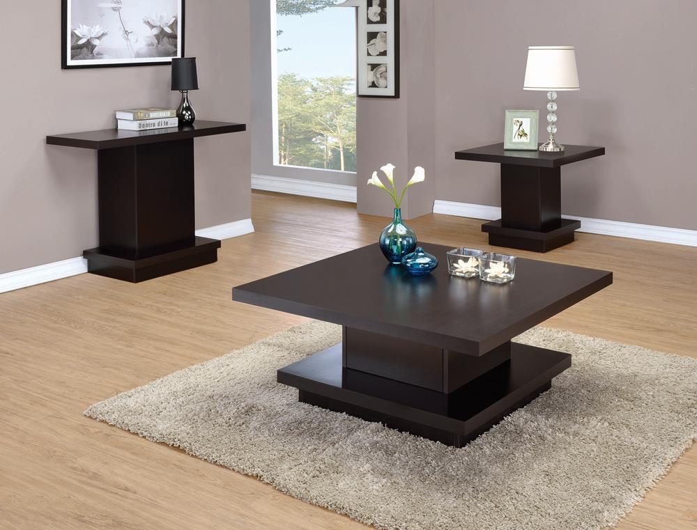 Reston - Reston Pedestal Square End Table Cappuccino