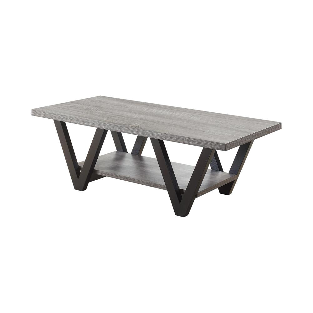 Stevens - Stevens V-shaped Coffee Table Black and Antique Grey