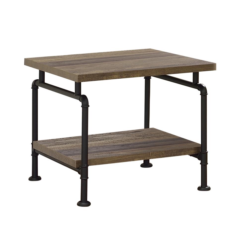 Renton - Renton Shelf Storage End Table Rustic Oak and Black