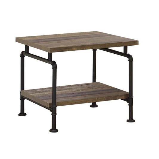 Renton - Renton Shelf Storage End Table Rustic Oak and Black