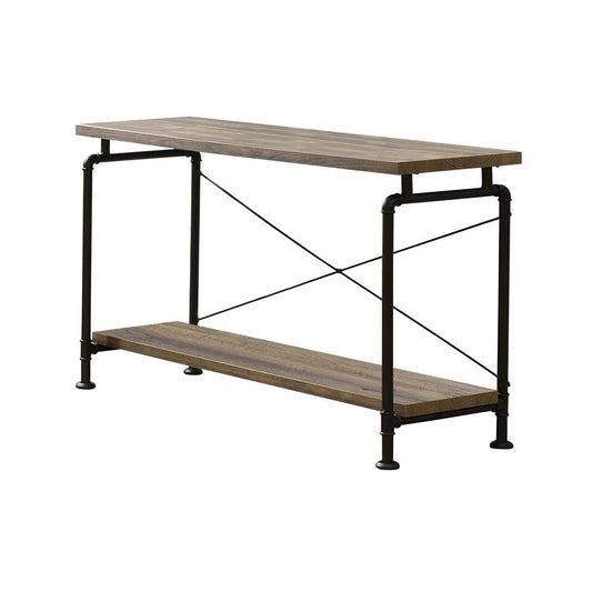 Renton - Renton Shelf Storage Sofa Table Rustic Oak and Black