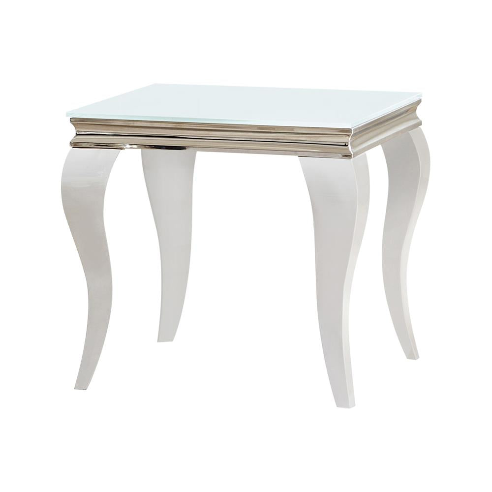 Luna - Luna Square End Table White and Chrome
