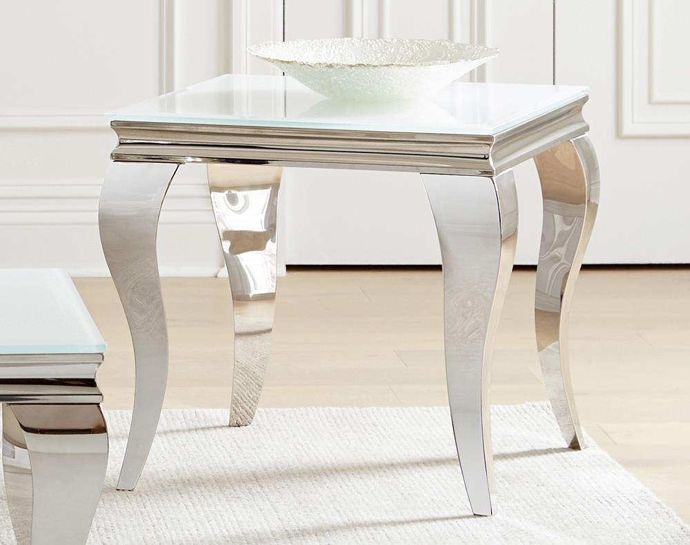 Luna - Luna Square End Table White and Chrome