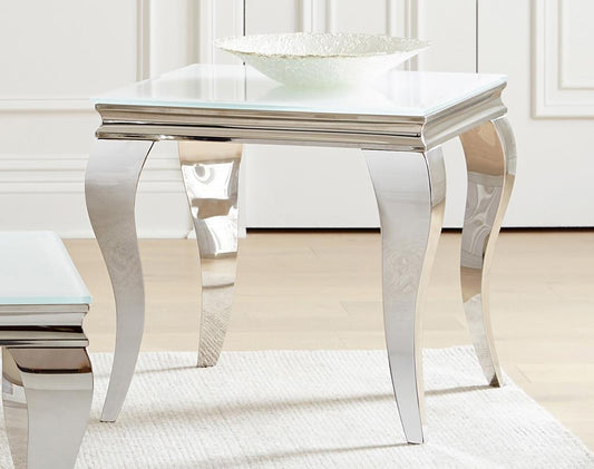 Luna - Luna Square End Table White and Chrome