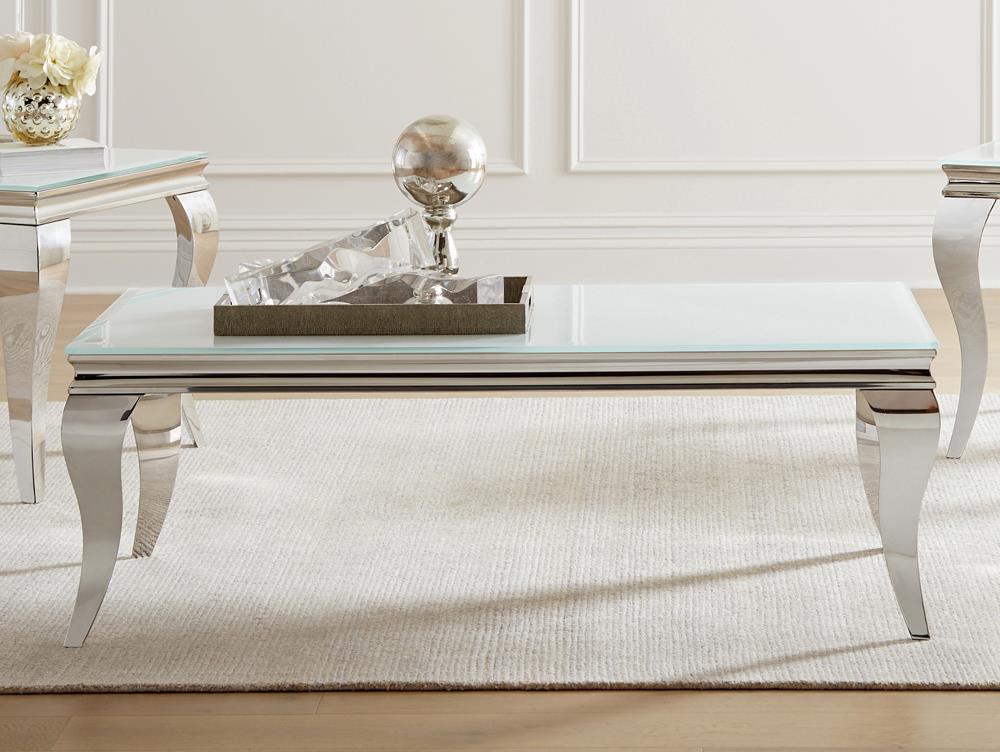 Luna - Luna Rectangle Coffee Table White and Chrome