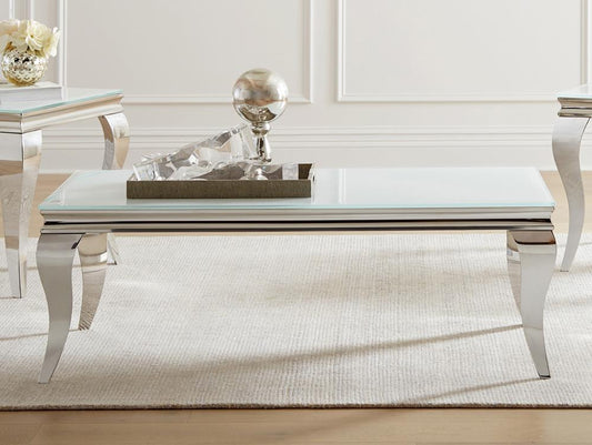 Luna - Luna Rectangle Coffee Table White and Chrome
