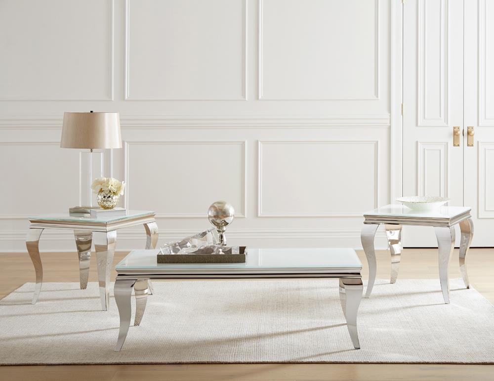 Luna - Luna Rectangle Coffee Table White and Chrome