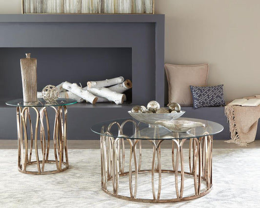 Monett - Monett Round Coffee Table Chocolate Chrome and Clear