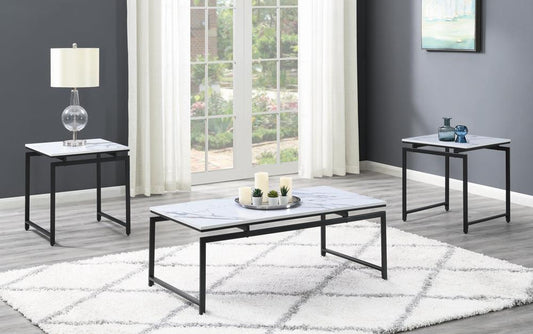 Clark - Clark 3-piece Occasional Set White and Dark Gunmetal