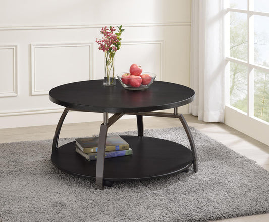 Dacre - Dacre Round Coffee Table Dark Grey and Black Nickel