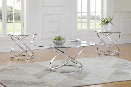 Warren - Warren 3-piece Occasional Set Chrome and Clear