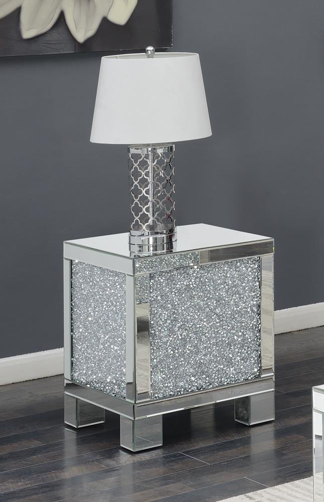 Gillian - Gillian Square End Table Silver and Clear Mirror