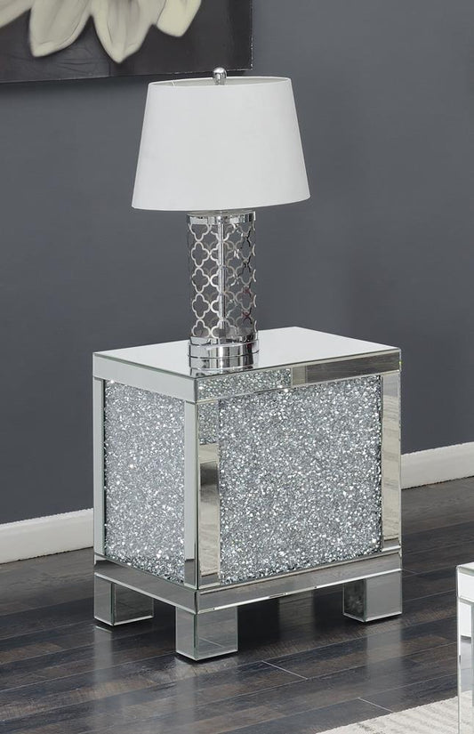 Gillian - Gillian Square End Table Silver and Clear Mirror