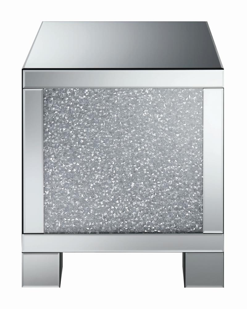 Gillian - Gillian Square End Table Silver and Clear Mirror