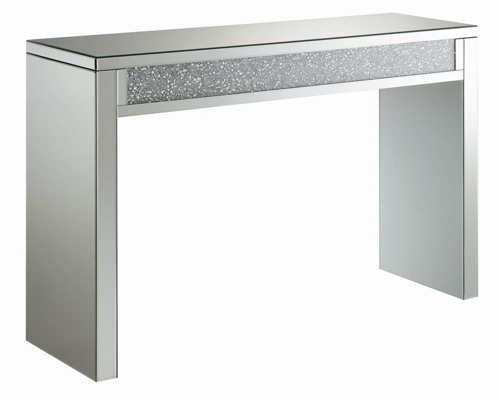 Gillian - Gillian Rectangular Sofa Table Silver and Clear Mirror