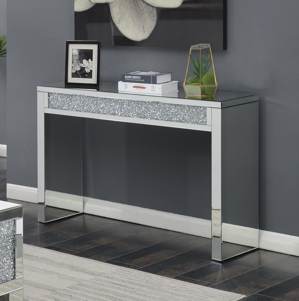Gillian - Gillian Rectangular Sofa Table Silver and Clear Mirror