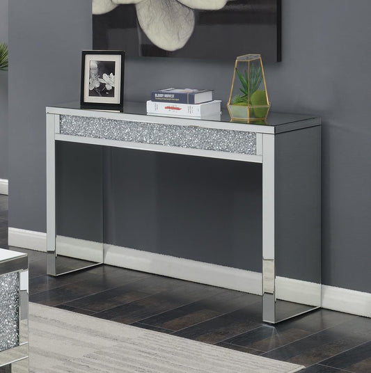 Gillian - Gillian Rectangular Sofa Table Silver and Clear Mirror