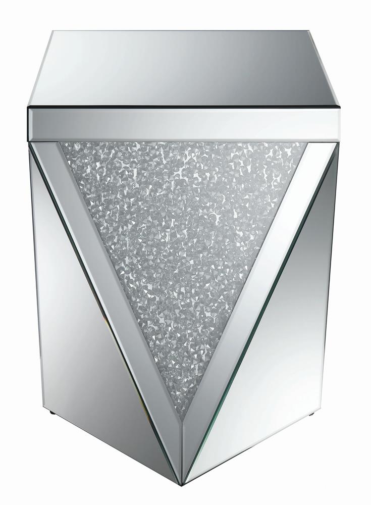 Gunilla - Gunilla Square End Table with Triangle Detailing Silver and Clear Mirror
