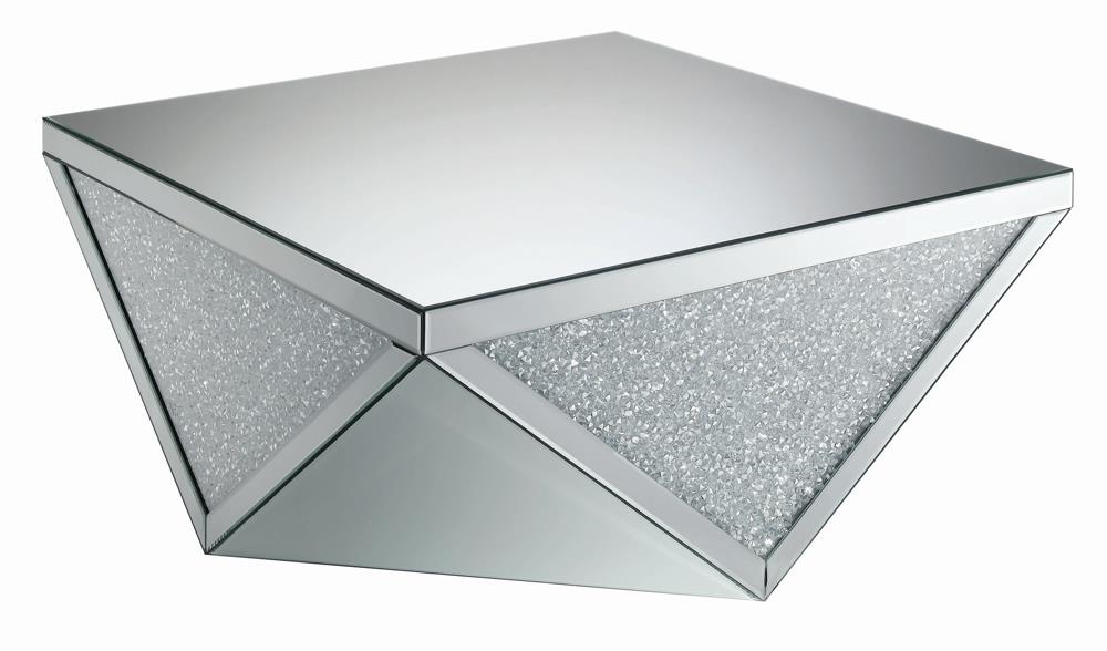 Gunilla - Gunilla Square Coffee Table with Triangle Detailing Silver and Clear Mirror