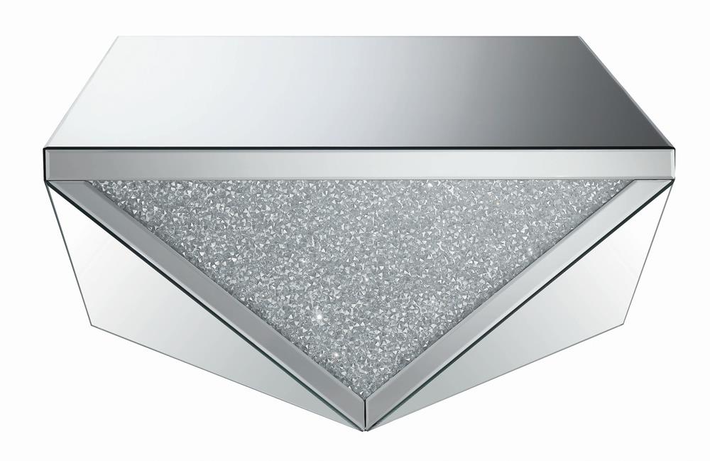 Gunilla - Gunilla Square Coffee Table with Triangle Detailing Silver and Clear Mirror