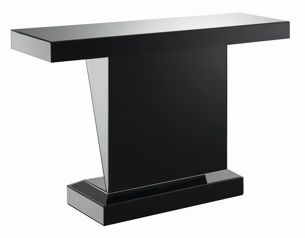 Gunilla - Gunilla Rectangular Sofa Table with Triangle Detailing Silver and Clear Mirror