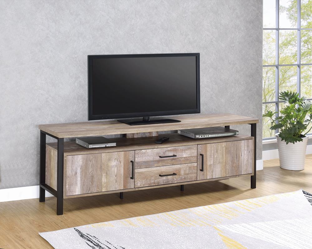 Ruston - Ruston 71" 2-drawer TV Console Weathered Oak
