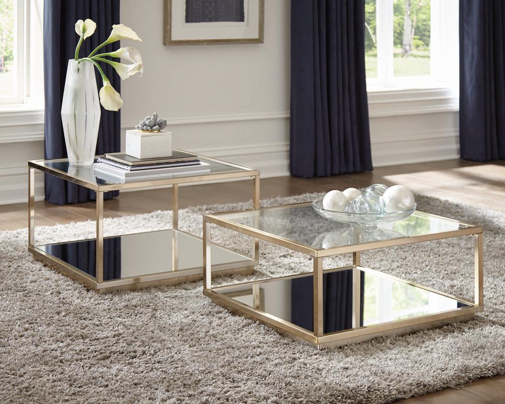 Renee - Renee 2-piece Square Occasional Set Rose Brass