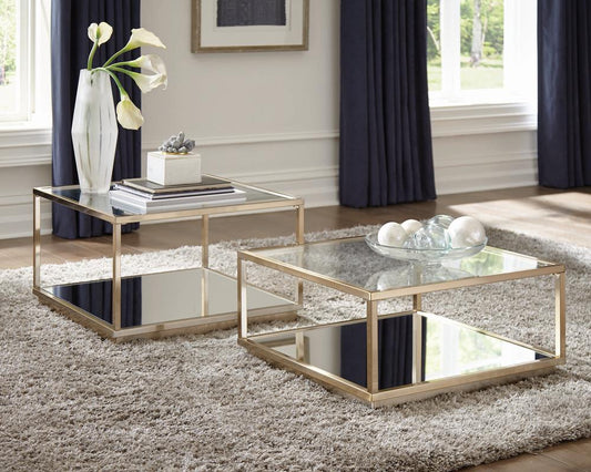 Renee - Renee 2-piece Square Occasional Set Rose Brass