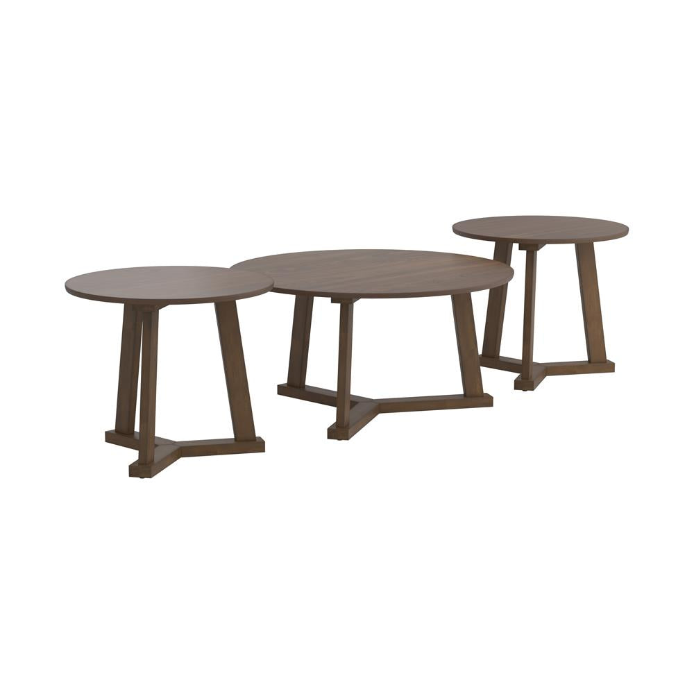Calvin - Calvin 3-piece Round Occasional Table Set Natural Walnut