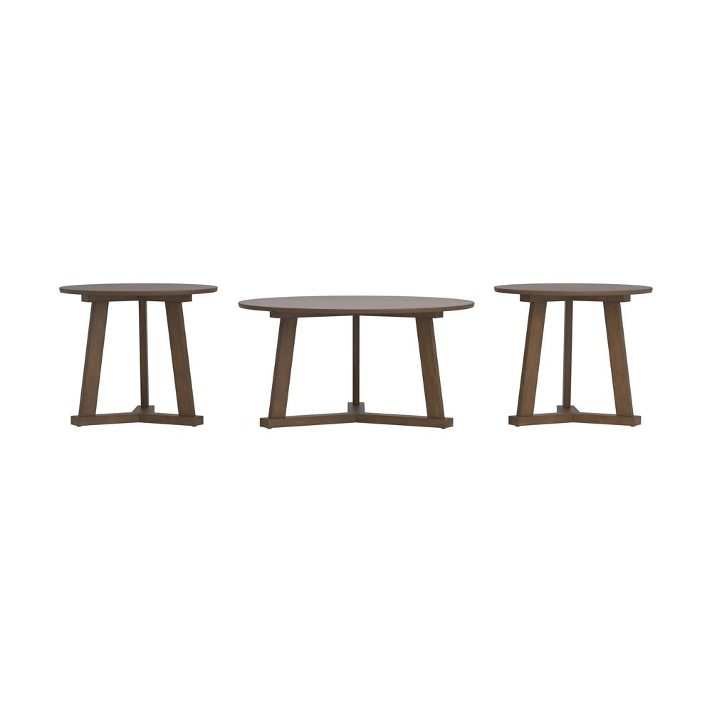 Calvin - Calvin 3-piece Round Occasional Table Set Natural Walnut