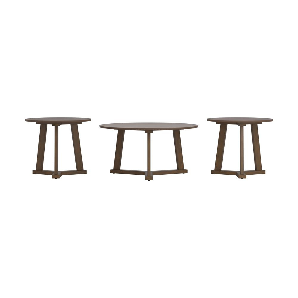 Calvin - Calvin 3-piece Round Occasional Table Set Natural Walnut