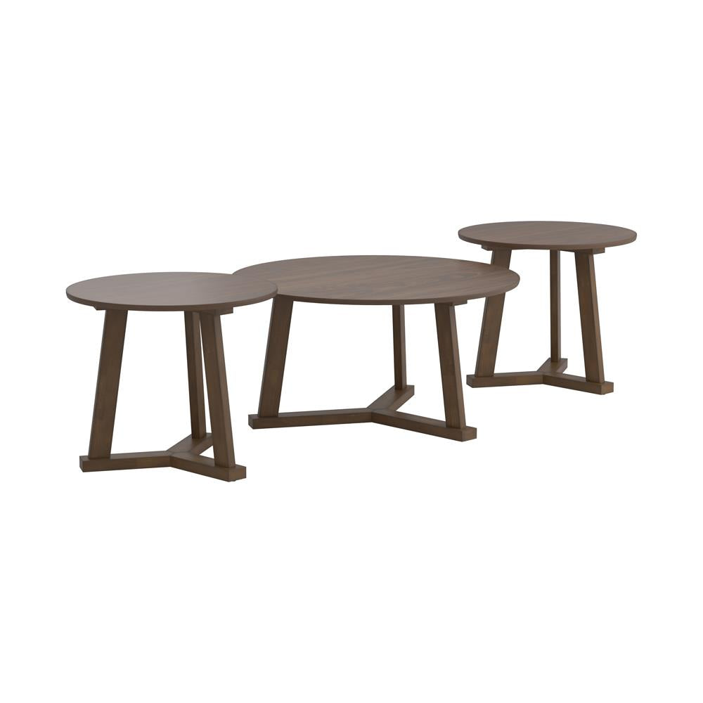 Calvin - Calvin 3-piece Round Occasional Table Set Natural Walnut