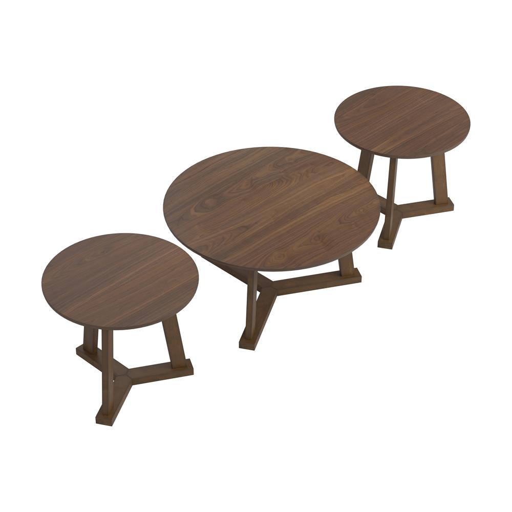 Calvin - Calvin 3-piece Round Occasional Table Set Natural Walnut