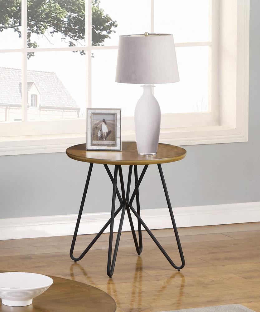Brinnon - Brinnon Round End Table Dark Brown and Black